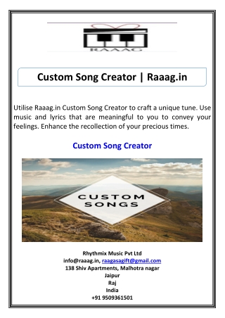 Custom Song Creator Raaag.in