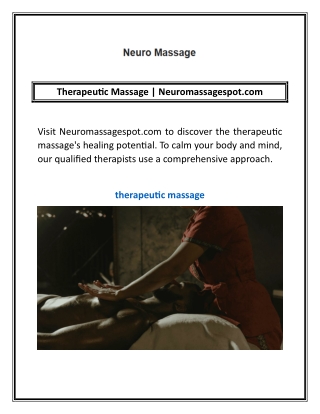 Therapeutic Massage | Neuromassagespot.com