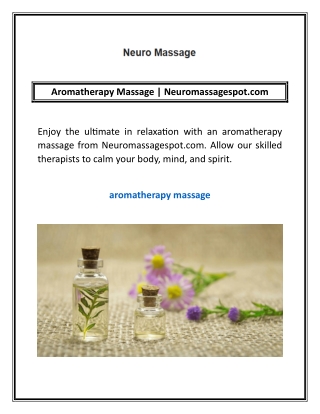 Aromatherapy Massage | Neuromassagespot.com