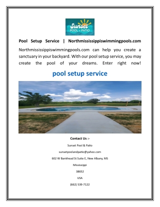 Pool Setup Service  Northmississippiswimmingpools.com