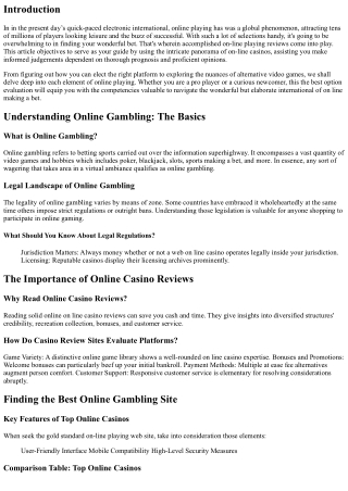 The Ultimate Online Gambling Review: Finding Your Perfect Bet