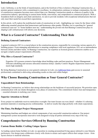 The Future of Lodi’s Infrastructure: A Glimpse into Banning Construction Co.'s V