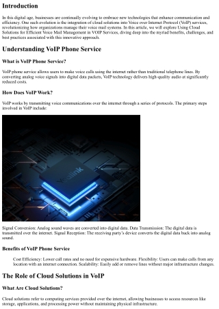 Using Cloud Solutions for Efficient Voice Mail Management in VOIP Services.