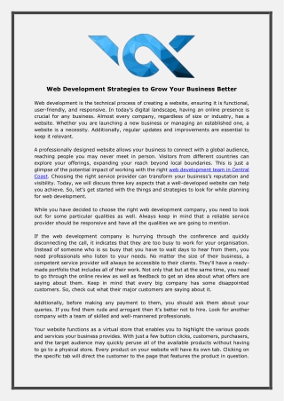 Web Development Strategies To Grow Your Business Better