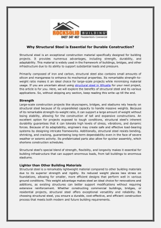 Why Structural Steel is Essential for Durable Construction?
