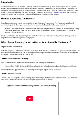 Specialty Contractors: Experts in Delivering Customized Solutions