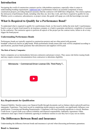 What Is Required to Qualify for a Performance Bond?