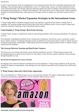 U Wang Young’s Market Expansion Strategies in the International Arena