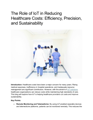 The Role of IoT in Reducing Healthcare Costs