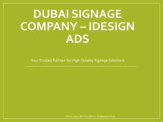 Your Trusted Partner for High-Quality Signage Solutions