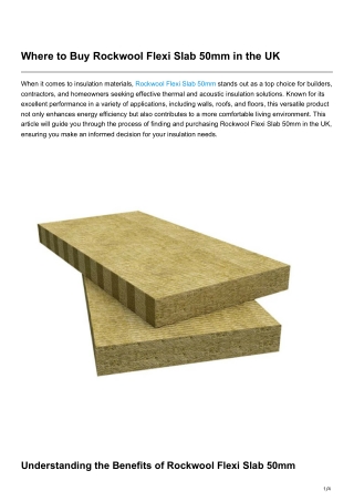Where to Buy Rockwool Flexi Slab 50mm in the UK