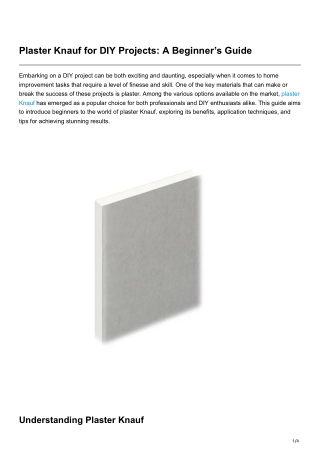 Plaster Knauf for DIY Projects A Beginner’s Guide