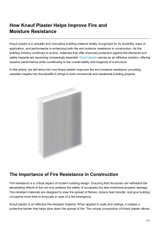 How Knauf Plaster Helps Improve Fire and Moisture Resistance