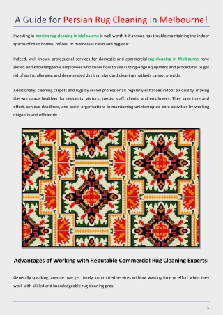 A Guide for Persian Rug Cleaning in Melbourne!