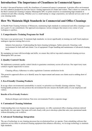 How We Maintain High Standards in Commercial and Office Cleanings