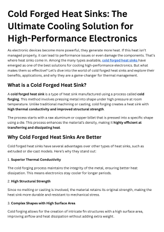 Cold Forged Heat Sinks The Ultimate Cooling Solution for High-Performance Electronics
