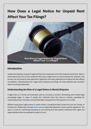 How Does a Legal Notice for Unpaid Rent Affect Your Tax Filings