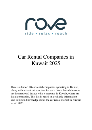 Top 2025 Car Rental Companies in Kuwait – Safe, Fast & Convenient