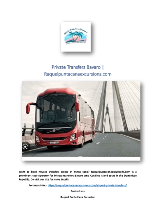 Private Transfers Bavaro | Raquelpuntacanaexcursions.com