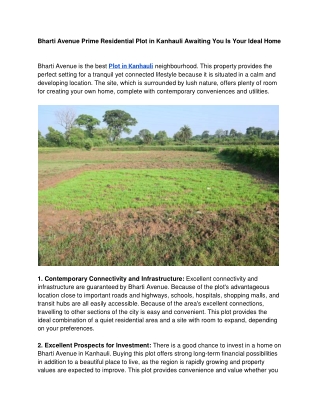 Bharti Avenue Prime Residential Plot in Kanhauli Awaiting You Is Your Ideal Home