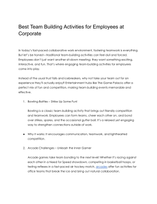 Best Team Building Activities for Employees at Corporate
