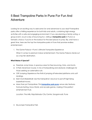 5 Best Trampoline Parks In Pune For Fun And Adventure