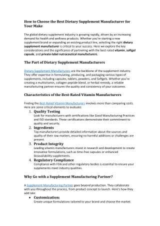 How to Choose the Best Dietary Supplement Manufacturer for Your Make