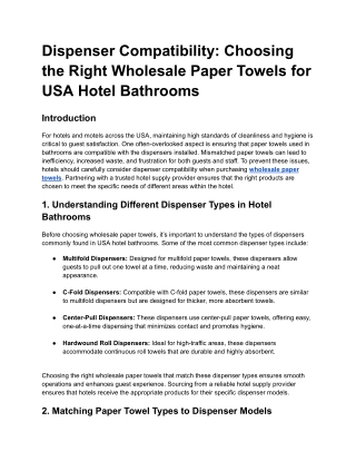 Dispenser Compatibility_ Choosing the Right Wholesale Paper Towels for USA Hotel Bathrooms