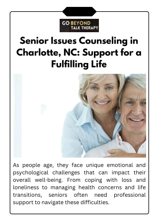 Compassionate Senior Issues Counseling in Charlotte, NC