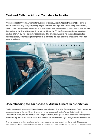 Fast and Reliable Airport Transfers in Austin