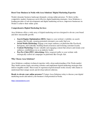 Boost Your Business in Noida with Aesa Solutions