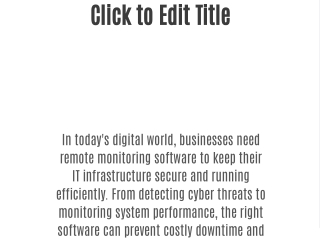 Best Remote Monitoring Software | Solzorro IT Services