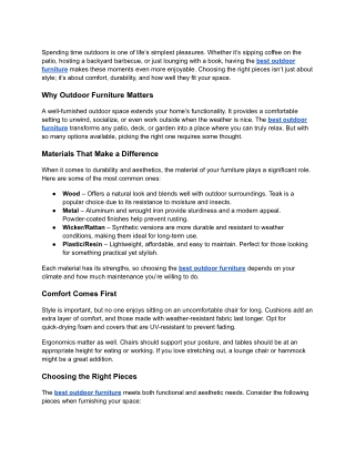 The Best Outdoor Furniture for Any Climate