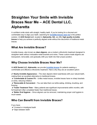 Straighten Your Smile with Invisible Braces Near Me – ACE Dental LLC, Alpharetta