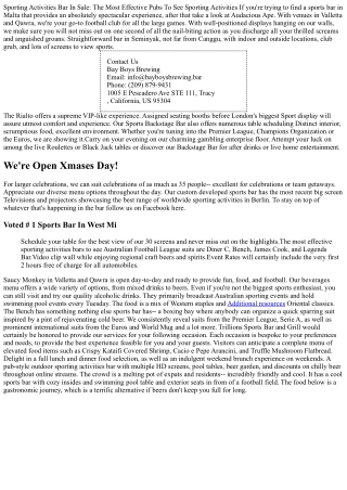 Food, Beverage, Sports Viewing, And Games