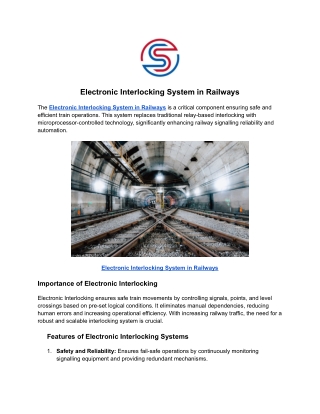 Electronic Interlocking System in Railways