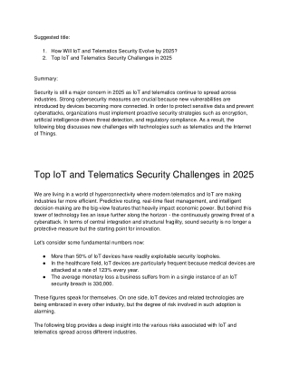 Top IoT and Telematics Security Threats to Watch in 2025