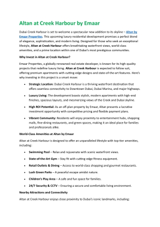 Altan at Creek Harbour by Emaar