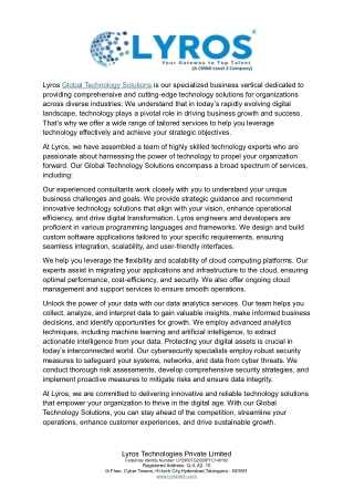 Global Technology Solutions by Lyros Technologies