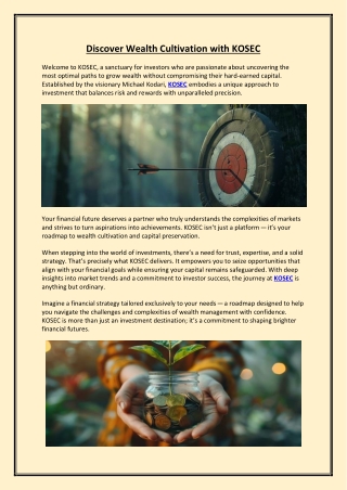 Discover Wealth Cultivation with KOSEC