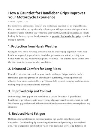 How a Gauntlet for Handlebar Grips Improves Your Motorcycle Experience