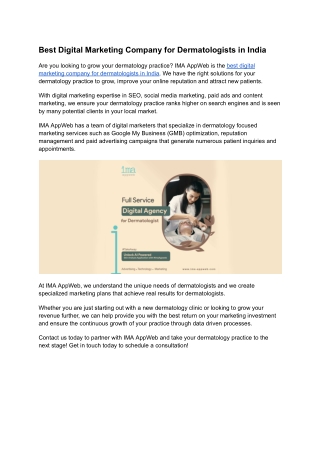 Best Digital Marketing Company for Dermatologists in India