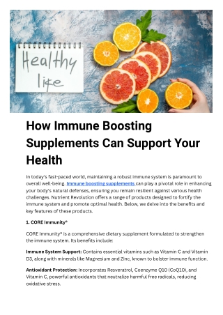How Immune Boosting Supplements Can Support Your Health