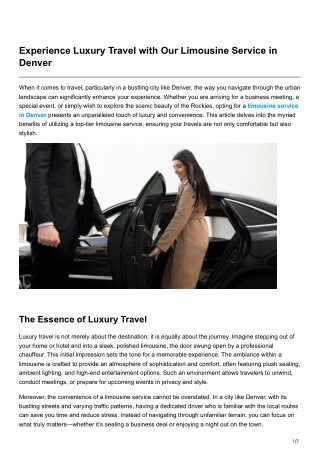 Experience Luxury Travel with Our Limousine Service in Denver