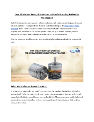 How Miniature Rotary Encoders are Revolutionizing Industrial Automation