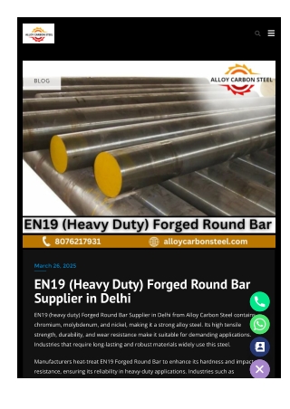EN19 (Heavy Duty) Forged Round Bar Supplier in Delhi