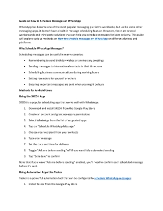 How to Schedule Messages on WhatsApp