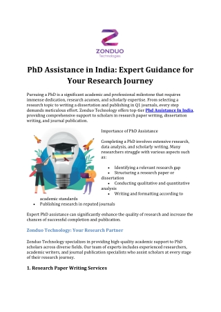 PhD Assistance in India-Expert Guidance for Your Research Journey