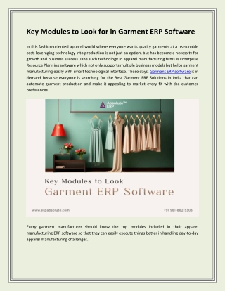 Key Modules to Look for in Garment ERP Software