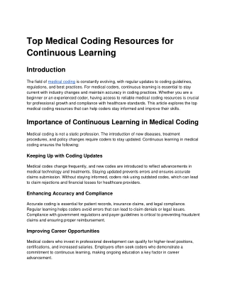 Top Medical Coding Resources for Continuous Learning